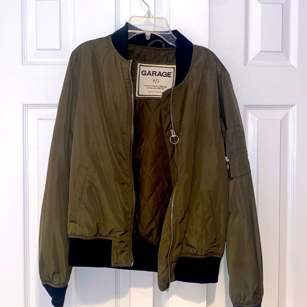Garage Brand Olive Green Bomber Jacket Zip-Up